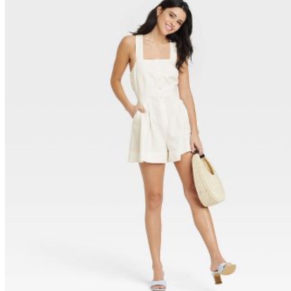Women Sleeveless linen Blend Romper - Picture 4 of 13